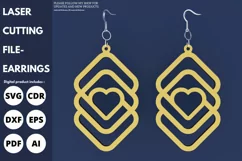 Heart Earrings, svg, paper, laser cut, Cricut, leather, love Product Image 1