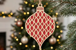 Geometric Mesh Christmas Ornament SVG Wood Laser Cut Product Image 1