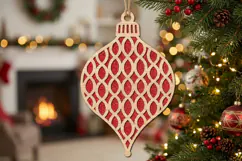 Geometric Mesh Christmas Ornament SVG Wood Laser Cut Product Image 2