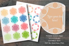 Geometric Ornaments Printable Round Labels 12 pcs per paper