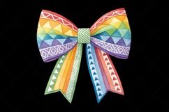 geometric rainbow bow, patterned coquette bow, modern bow design, rainbow clipart art, digital bow design, geometric pattern design, patterned bow art, modern rainbow pattern, coquette bow art, rainbow sublimation design