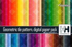 Geometric tile pattern, digital paper pack, 80 colors Product Image 1