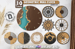 Geometric Wooden Wall Clock Laser Cut Bundle, Modern Decor Product Image 1