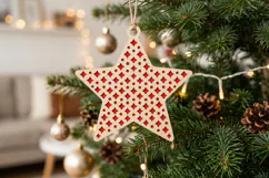 Geometric Wood Christmas Star SVG Diamond Ornament Product Image 1