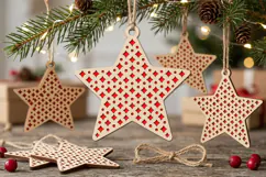 Geometric Wood Christmas Star SVG Diamond Ornament Product Image 2