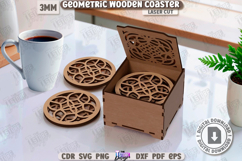 3D Geometric Coaster Laser Cut |Cup Coasters|Storage Box SVG Product Image 1