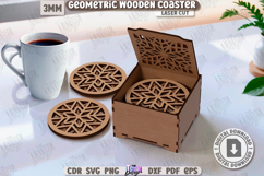 3D Geometric Coaster Laser Cut |Cup Coasters|Storage Box SVG Product Image 1
