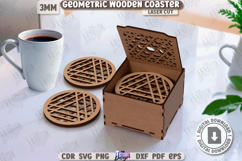 3D Geometric Coaster Laser Cut |Cup Coasters|Storage Box SVG Product Image 1
