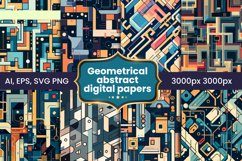 Geometrical abstract digital papers, architectural patterns Product Image 1