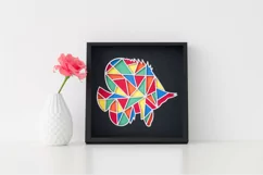 Layered Geometric Tropical Fish SVG for 3D Box Frame Product Image 2