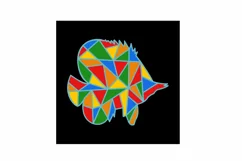 Layered Geometric Tropical Fish SVG for 3D Box Frame Product Image 3