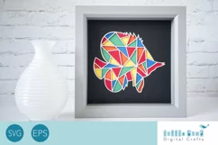 Layered Geometric Tropical Fish SVG for 3D Box Frame Product Image 1