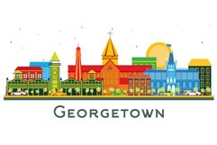 Georgetown City Skyline with Color Buildings isolated. Product Image 1