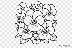 Black ink line art Geranium coloring page PNG Flower illust Product Image 1