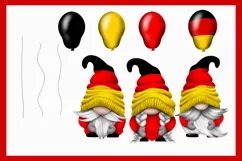 German Gnome Clipart, Black Red Yellow Balloons PNG Product Image 2