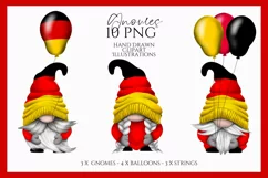 German Gnome Clipart, Black Red Yellow Balloons PNG Product Image 1