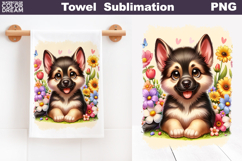 German Shepherd Floral Towel | Dog Kitchen Towel Product Image 1