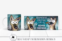 funny dog mug wrap with german shepherd illustration