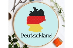 Germany map flag Cross stitch pattern PDF patriotic German Product Image 1