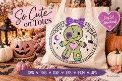 Cute Halloween Voodoo Doll SVG | Spooky Cute Patchwork Doll Product Image 4
