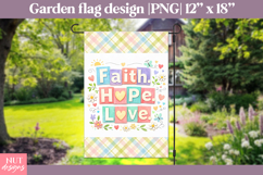 Christian quote garden flag, Faith Hope Love Flag design Product Image 1