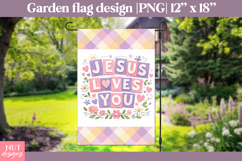 Christian quote garden flag, Jesus Loves You Yard Flag Product Image 1