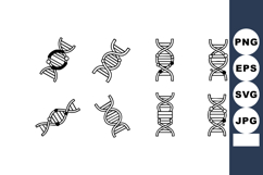 DNA helix icons set with simple black outlines in various st Product Image 1