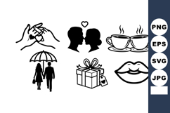 Romantic love symbols with couple holding hands kissing gift Product Image 1