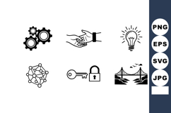 Vector icons of gears handshake lightbulb network key lock a Product Image 1