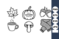 Autumn seasonal icons with leaf pumpkin hot drink mushroom a Product Image 1