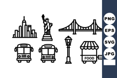 New York City skyline Statue of Liberty bridge bus street la Product Image 1