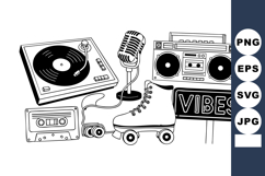 Retro music and entertainment elements with roller skate mic Product Image 1