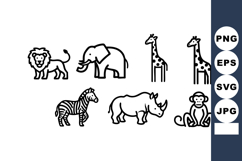 Wild animals icons including lion elephant giraffe zebra rhi Product Image 1