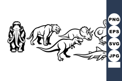 Prehistoric animals vector collection including mammoth sabe Product Image 1