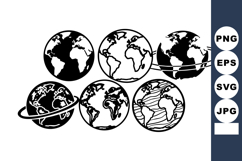 Globe Earth Vector Icons Collection with Orbit Lines and Con Product Image 1