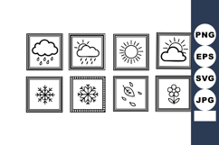 Weather icons set with rain snow sun cloud wind and flower v Product Image 1