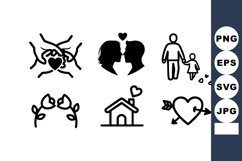 Love and Family Relationship Icons Showing Affection and Car Product Image 1