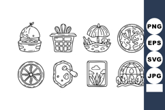 Hand-drawn black and white nature elements vector set with p Product Image 1