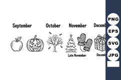 September to December seasonal icons featuring apple pumpkin Product Image 1