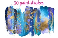 Gold Flakes Blue Brush Strokes Product Image 2