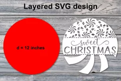Christmas round sign SVG Sweet Christmas witn Candy Cane Product Image 2
