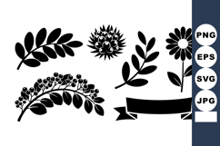 Monochrome Floral Silhouette Vector Set Product Image 1
