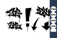 Graffiti Dripping Tags, Exclamation &amp; Bold Arrows Vector Set Product Image 1