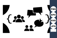 Minimalist Flat Teamwork Icons with Speech Bubbles Product Image 1