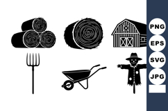 Farm Silhouette Hay Bale Icon Set Product Image 1