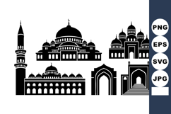 Minimal Mosque Silhouette Vectors for Ramadan Product Image 1