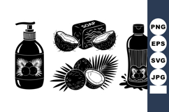 Monochrome Flat Coconut Cosmetic Set with Pump Bottle Product Image 1