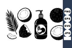 Monochrome Coconut Cosmetic Vector Set Product Image 1
