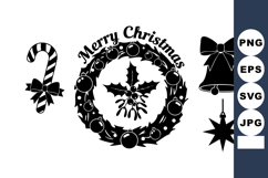 Black Christmas Wreath Silhouette Bundle Product Image 1