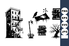 Spooky Haunted Apartment Silhouette Bundle Product Image 1